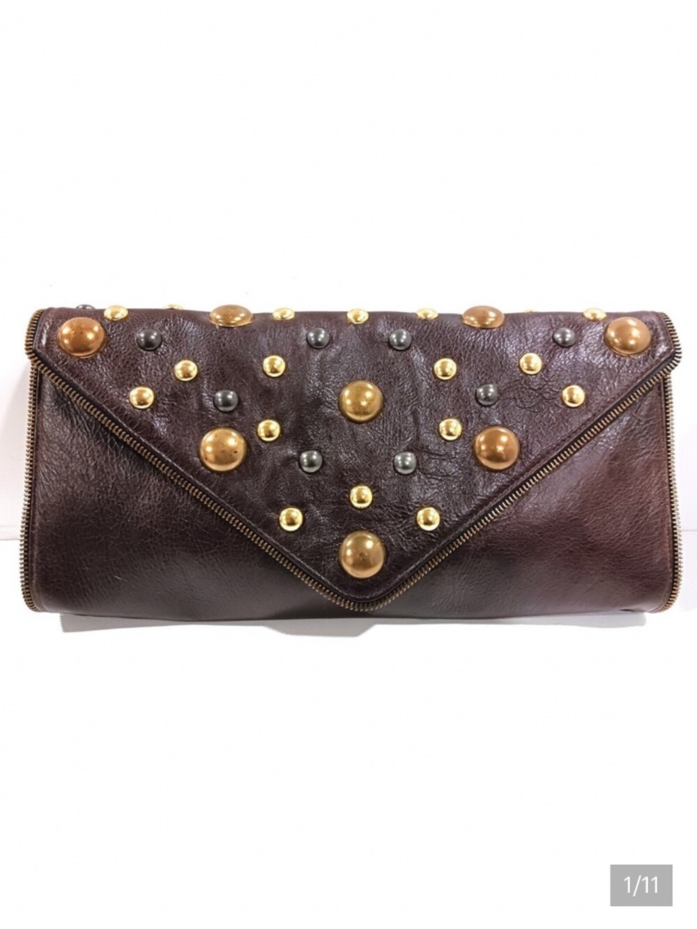 JJ Winters Brown Leather Envelope Clutch